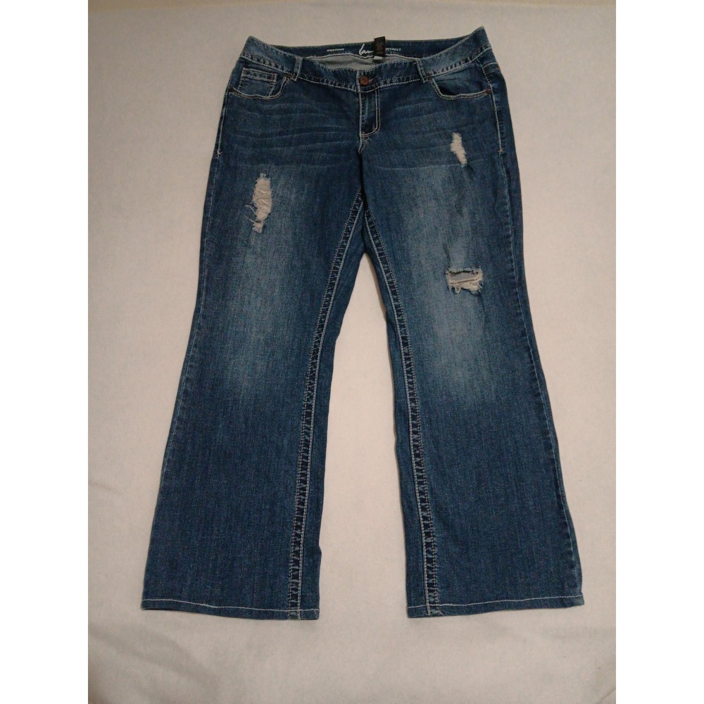 Lane Bryant Bootcut Jeans‎ Womens Plus 20 Blue Medium Wash Distressed Stretch